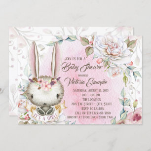 Whimsical Bunny Rabbit Baby Shower Invitations