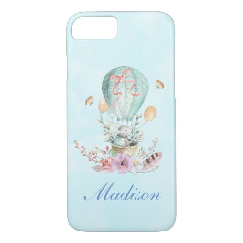 Whimsical Bunny Riding in a Hot Air Balloon iPhone 87 Case
