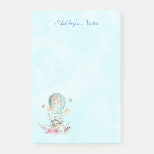 Whimsical Bunny Riding in a Hot Air Balloon Custom Post_it Notes