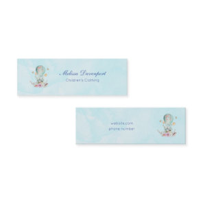Whimsical Bunny Riding in a Hot Air Balloon Mini Business Card