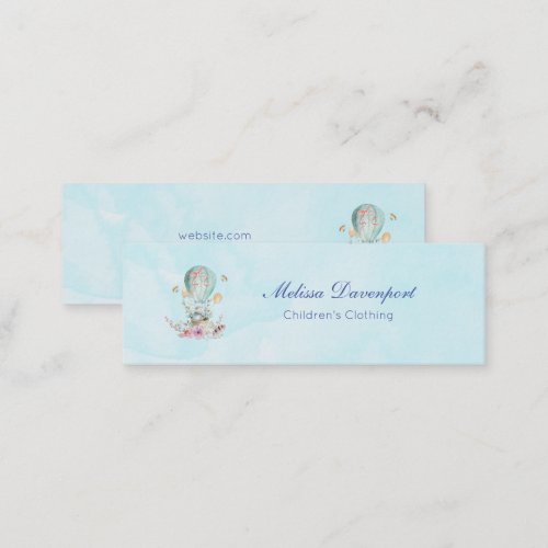 Whimsical Bunny Riding in a Hot Air Balloon Mini Business Card