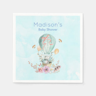 Whimsical Bunny Riding in a Hot Air Balloon Napkins