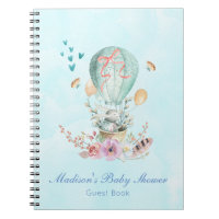 Whimsical Bunny Riding in a Hot Air Balloon Notebook