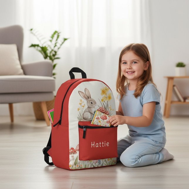 Whimsical Bunny Spring Meadow Watercolor Backpack (Creator Uploaded)