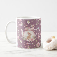 Whimsical Bunny Teapot Floral Spring