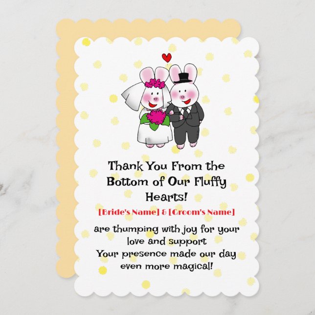 Whimsical Bunny Wedding  Thank You Card (Front/Back)