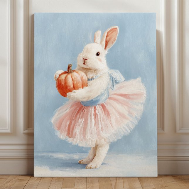 Whimsical Bunny with Fall Pumpkin Acrylic Photo Tile (Creator Uploaded)