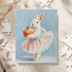Whimsical Bunny with Fall Pumpkin Jigsaw Puzzle