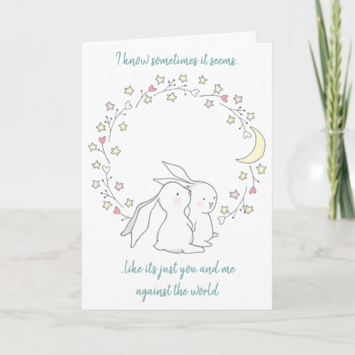 Whimsical Bunny You and Me Romantic Card
