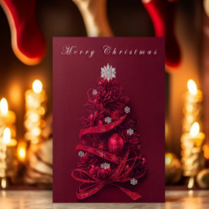 Whimsical Burgundy Christmas Tree Card