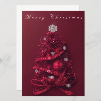 Whimsical Burgundy Christmas Tree Card