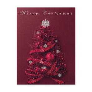 Whimsical Burgundy Christmas Tree  Postcard