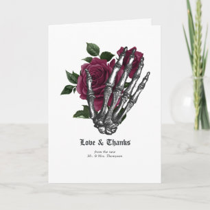 Whimsical Burgundy Gothic Wedding Letterpress Thank You Card