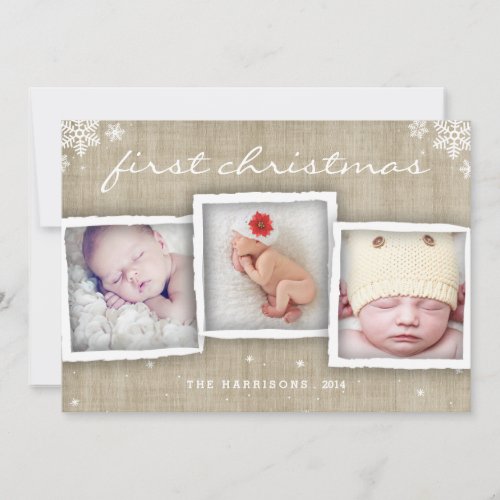 Whimsical Burlap Rustic Merry Christmas Photo Holiday Card