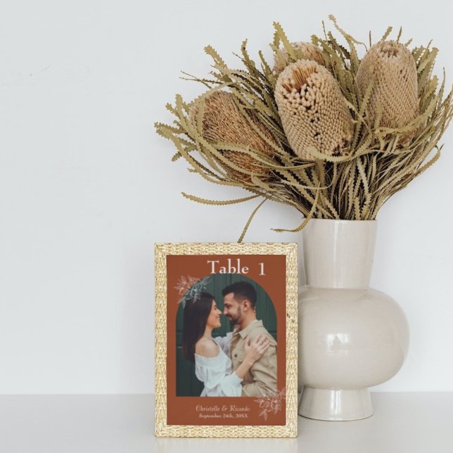 Whimsical burnt orange terracotta wedding decor  table number (Creator Uploaded)