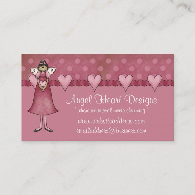 Whimsical Business Card :: Angel Heart Design (Front)