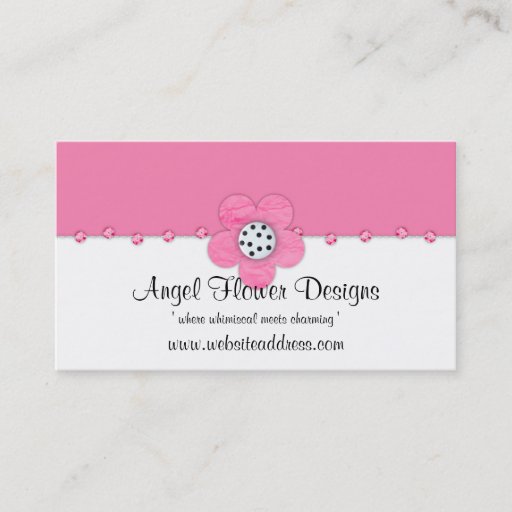 Customizable Whimsical Business Card :: Pink Flower Jewels