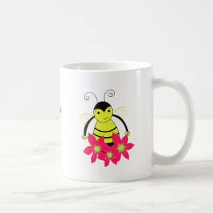 Whimsical Busy Bee with Flowers Coffee Mug