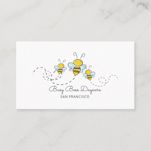 Whimsical Busy Bumble Bees Daycare Business Card