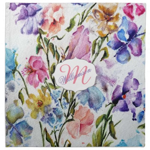 WHIMSICAL BUTTERFLIES AND FLOWERS CLOTH NAPKIN