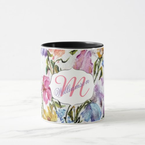 WHIMSICAL BUTTERFLIES AND FLOWERS MUG