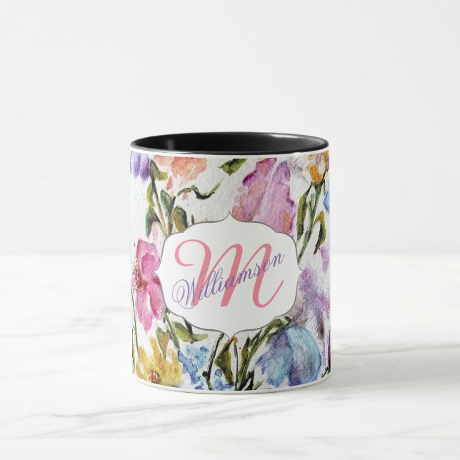 WHIMSICAL BUTTERFLIES AND FLOWERS MUG (Center)