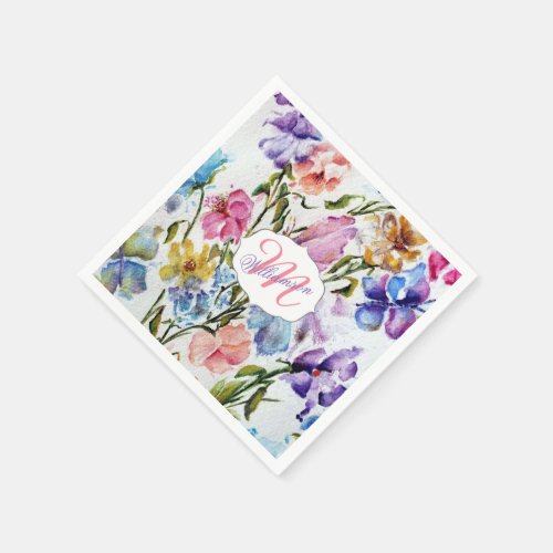 WHIMSICAL BUTTERFLIES AND FLOWERS PAPER NAPKINS