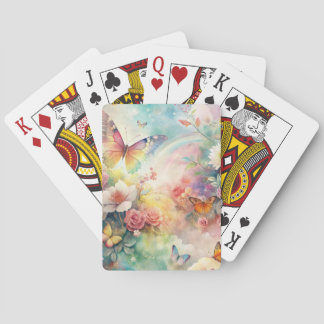 Whimsical Butterflies and Flowers Poker Cards
