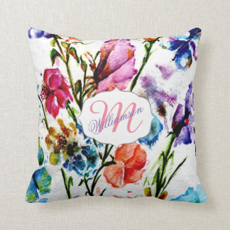 WHIMSICAL BUTTERFLIES AND FLOWERS THROW PILLOW