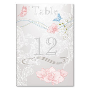 Whimsical Butterflies and Lace Table Card