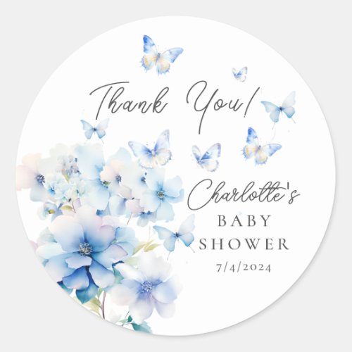 Whimsical Butterflies Baby Shower Classic Round Sticker