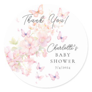 Whimsical Butterflies Baby Shower Classic Round Sticker