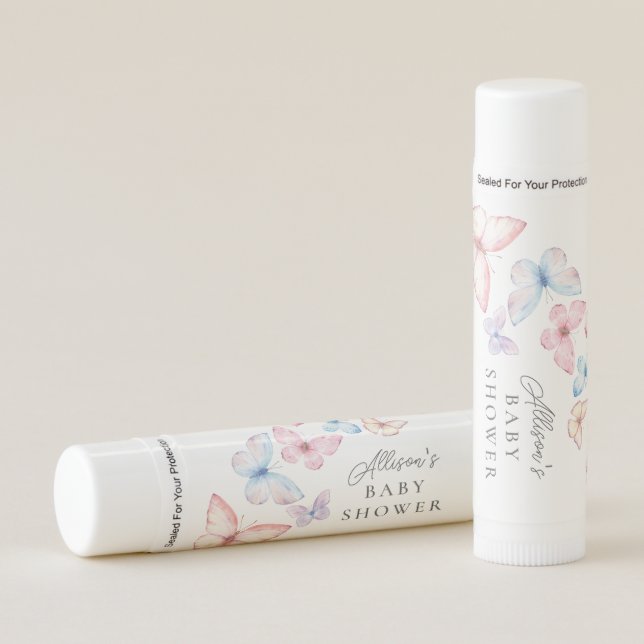 Whimsical Butterflies Baby Shower Favor Lip Balm (Front)