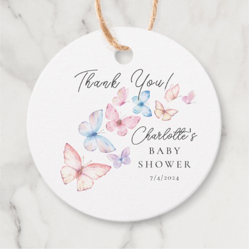 Whimsical Butterflies Baby Shower Favor Tags