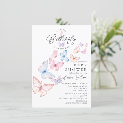 Whimsical Butterflies Baby Shower Invitation