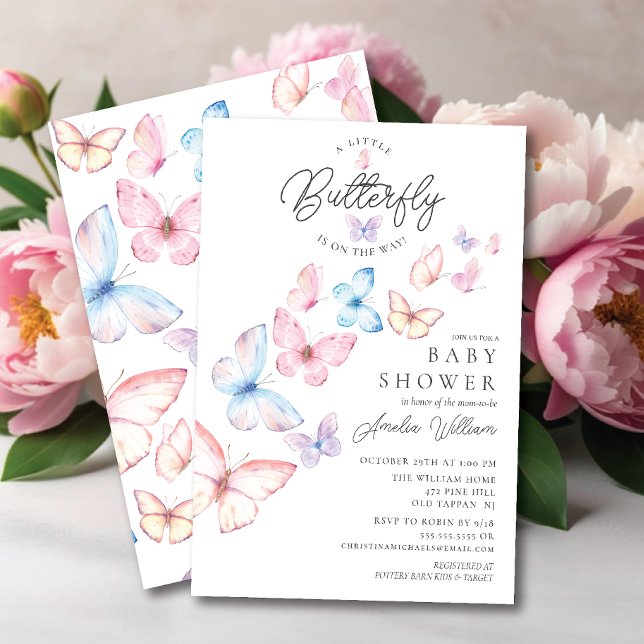 Whimsical Butterflies Baby Shower Invitation (Creator Uploaded)