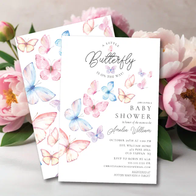 Whimsical Butterflies Baby Shower Invitation | Zazzle