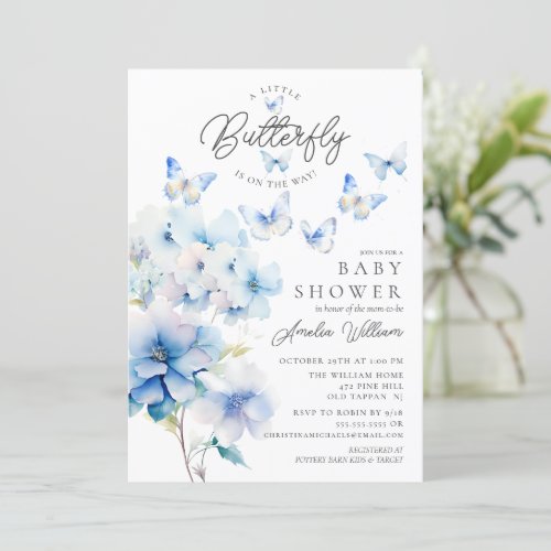 Whimsical Butterflies Baby Shower Invitation