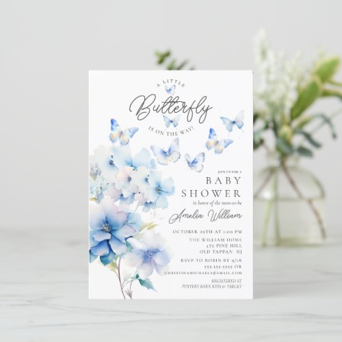 Whimsical Butterflies Baby Shower Invitation