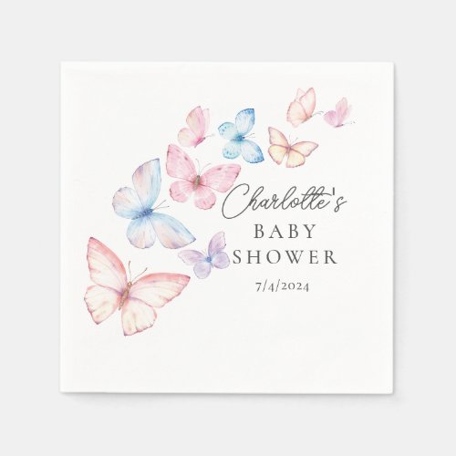 Whimsical Butterflies Baby Shower Napkins