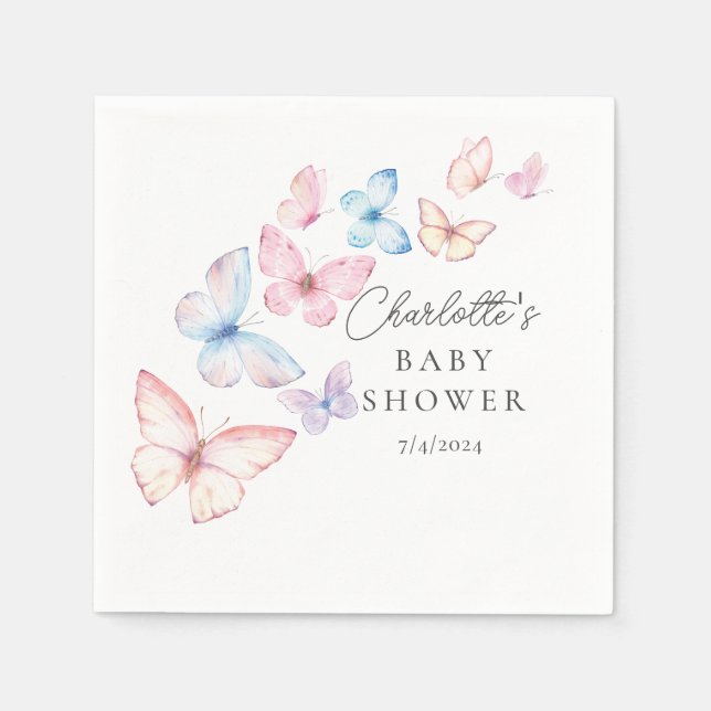 Whimsical Butterflies Baby Shower Napkins (Front)