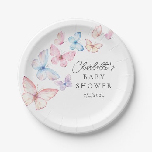 Whimsical Butterflies Baby Shower Paper Plates