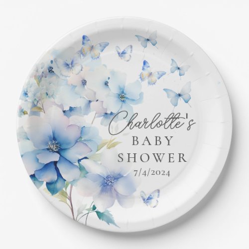 Whimsical Butterflies Baby Shower Paper Plates