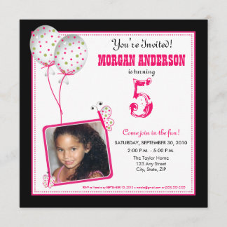 Whimsical Butterflies Birthday Party Invite: black Invitation