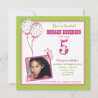 Whimsical Butterflies Birthday Party Invite: lime Invitation