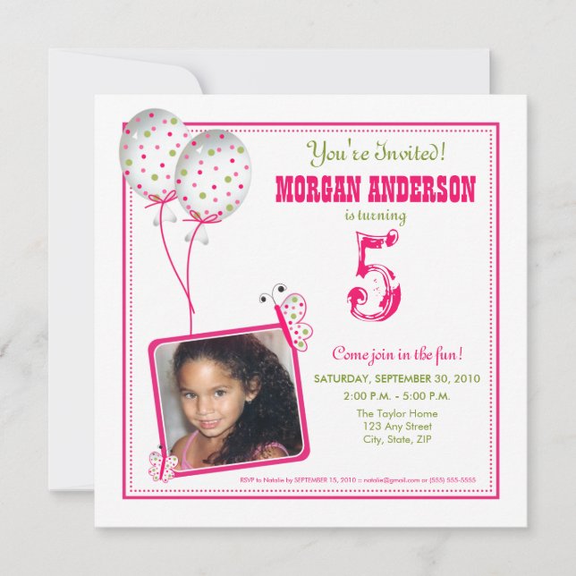 Whimsical Butterflies Birthday Party Invite: white Invitation (Front)
