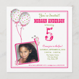 Whimsical Butterflies Birthday Party Invite: white Invitation