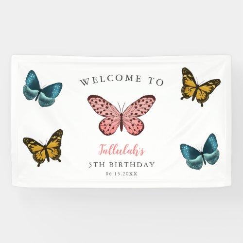 Whimsical Butterflies Birthday Party Welcome Banner
