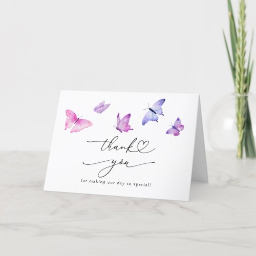 Whimsical Butterflies Bridal Shower Thank You Card