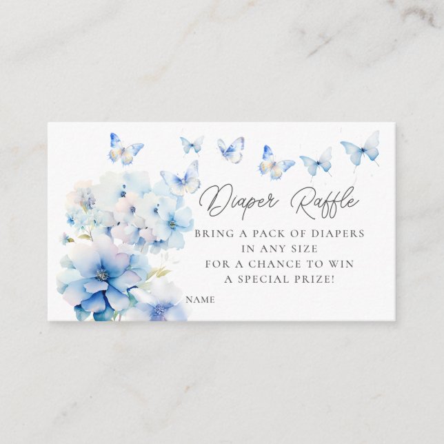 Whimsical Butterflies Diaper Raffle Enclosure Card (Front)